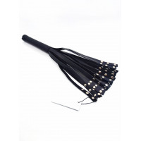 Мини флоггер "модель - 20хвостов заклепки 35см Black натуральная кожа