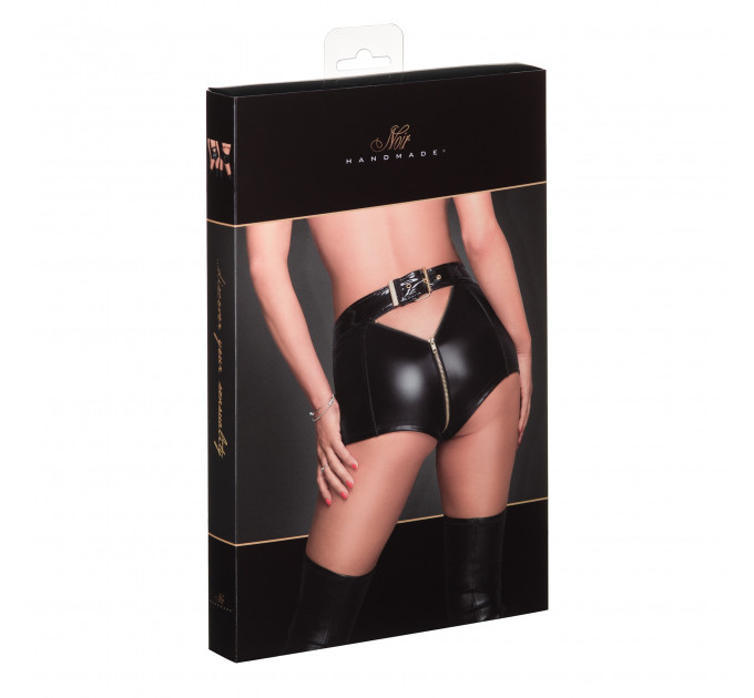 Шорти на блискавці Noir Handmade F218 з ремінцем, чорні, L