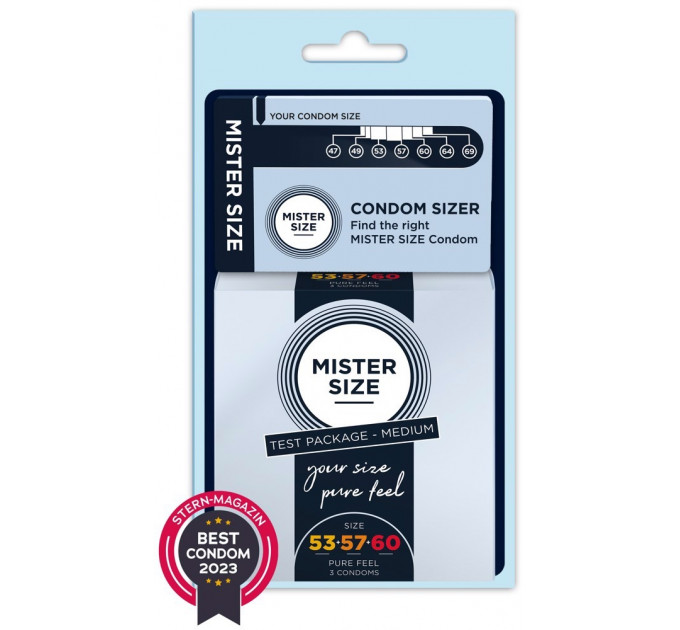 Тестбокс/Комплект из 3 презервативов Mister Size Tester Kit 53-57-60 Medium, для определения размера
