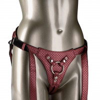 Трусики для страпона со шнуровкой CalExotics Her Royal Harness The Regal Queen красные