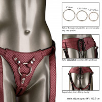 Трусики для страпона со шнуровкой CalExotics Her Royal Harness The Regal Queen красные