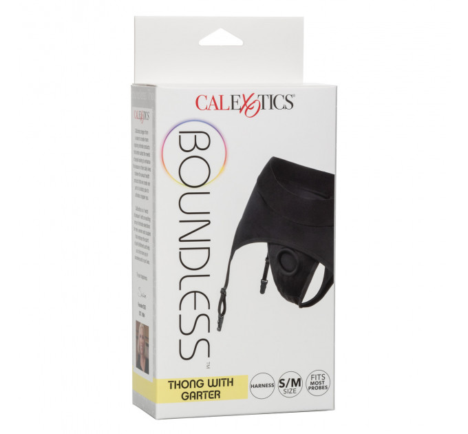 Трусики для страпона с широким поясом California Exotics Boundless Thong with Garter S/М
