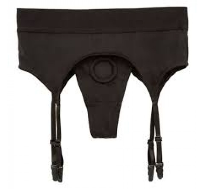 Трусики для страпона с широким поясом California Exotics Boundless Thong with Garter S/М