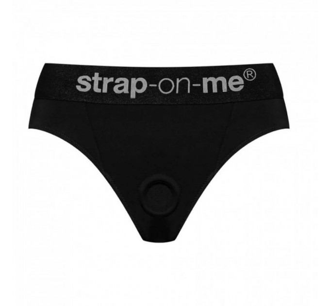 Трусики для страпона, XXL, Strap-On-Me кольцевое крепление, с отрытыми ягодицами, черные