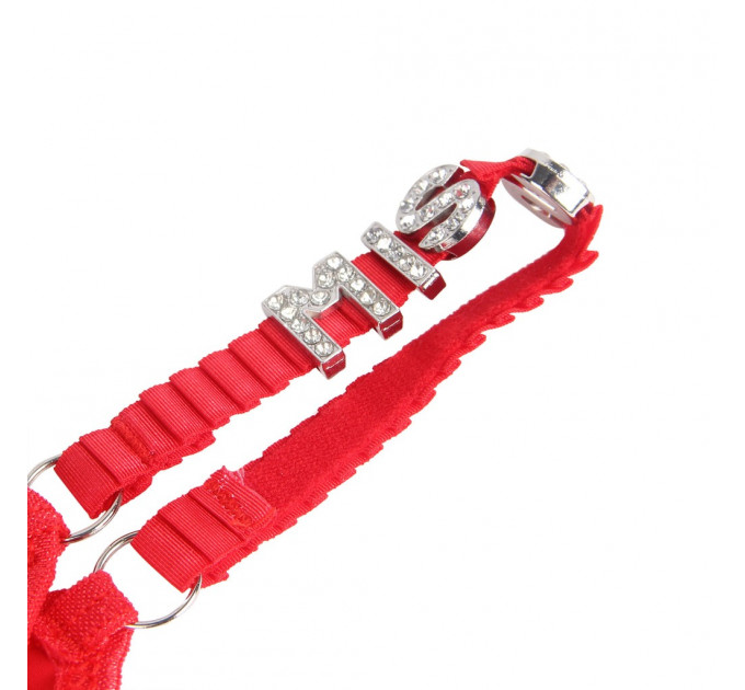 Трусики із прикрасою срібними літерами StarNight MISS, червоні, S