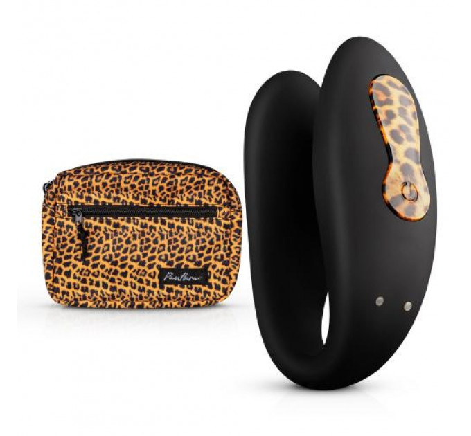 Вибратор для пар Zuna Couples Vibrator с сумочкой, черный, леопардовый