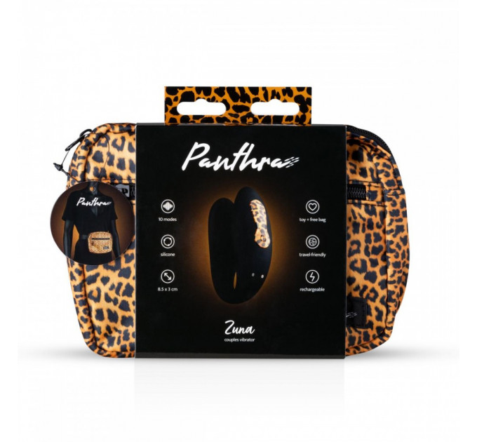 Вибратор для пар Zuna Couples Vibrator с сумочкой, черный, леопардовый