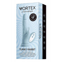 Вибратор-кролик на присоске FemmeFunn Vortex Turbo Rabbit с пультом управления, голубой