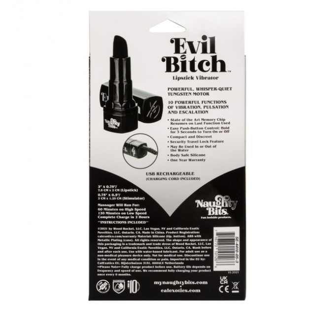 Вибратор-помада California Exotics Evil Bitch, черный