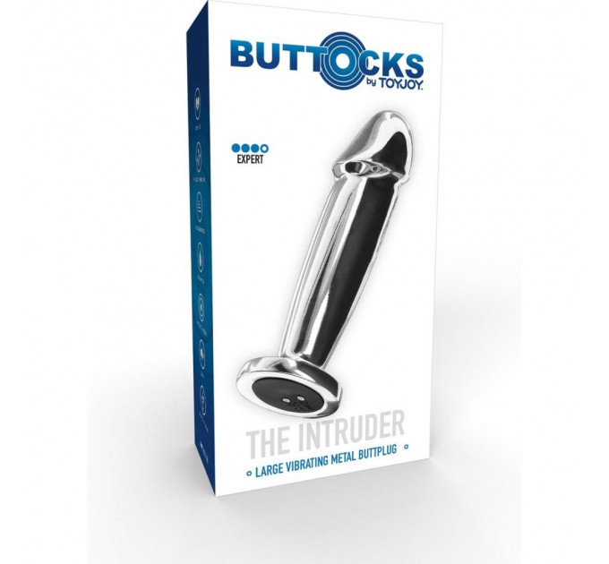 Вибрационная металлическая анальная пробка ToyJoy The Intruder Vibrating Plug, серебристый
