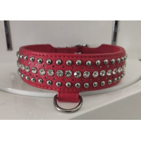 Ошейник Leather Rivet & Crystal, Red