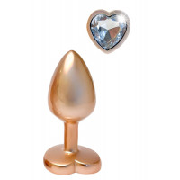 Алюминиевая анальная пробка Dream Toys GLEAMING LOVE с декоративным камнем, М