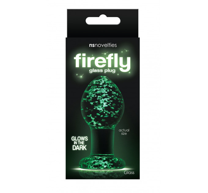 Анальная пробка стеклянная светящаяся NS Novelties FIREFLY GLASS PLUG SMALL CLEAR
