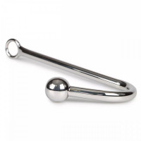 Анальный крюк с одним шариком, металлический, серебряный, 24 х 5 см