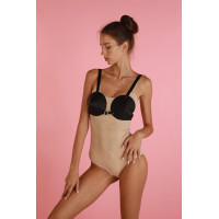 Бюстгалтер - конус натуральная кожа Candy Hero "L27" BLACK, ручная работа, черный