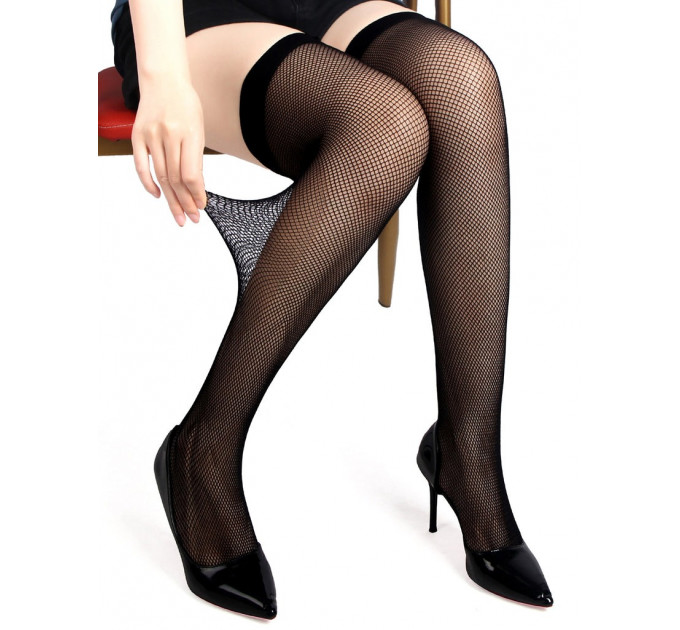 Панчохи в сіточку Star Night на тонкій резинці, чорні, XS-M