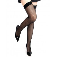 Чулки в сеточку Star Night на тонкой резинке, черные, XS-M