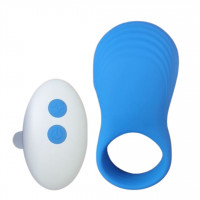 Ерекційне віброкільце Sweet Em з пультом, синій, 8.5 х 4.5 см