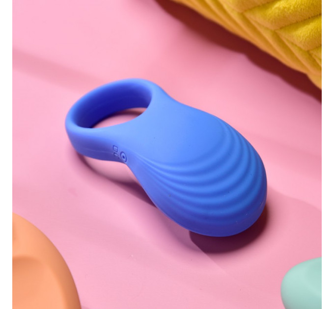 Ерекційне віброкільце Sweet Em з пультом, синій, 8.5 х 4.5 см