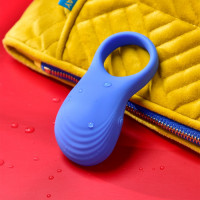 Ерекційне віброкільце Sweet Em з пультом, синій, 8.5 х 4.5 см