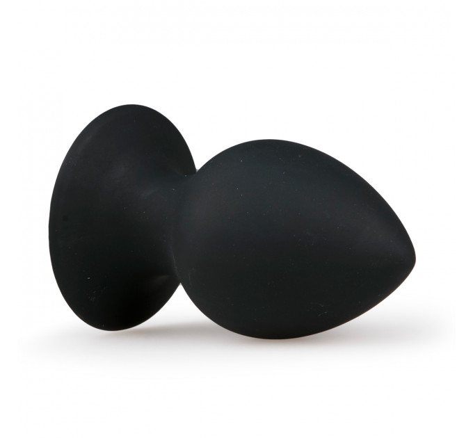 Анальная пробка с присоской Round Butt Plug черная, 8.5 см х 4 см
