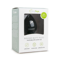 Анальна пробка з присоскою Round Butt Plug чорна, 8.5 см х 4 см