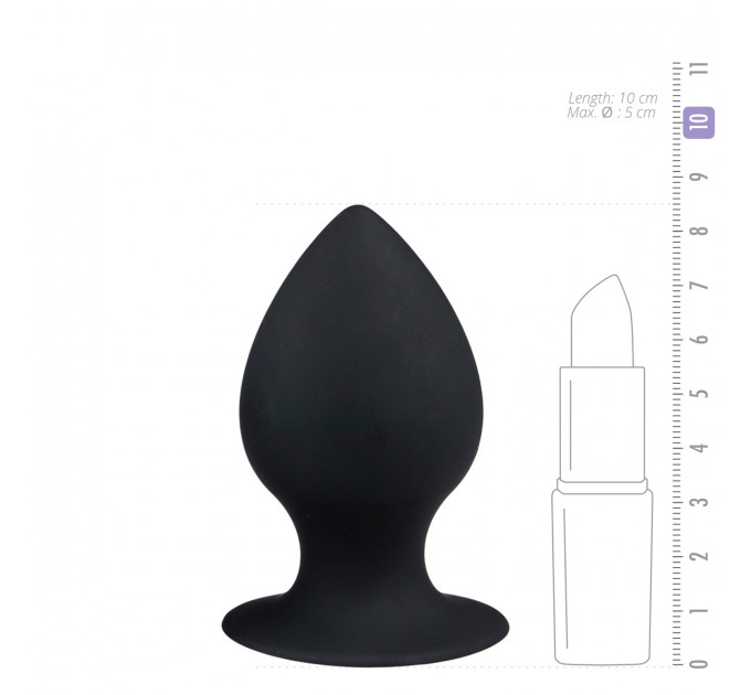 Анальная пробка с присоской Round Butt Plug черная, 8.5 см х 4 см