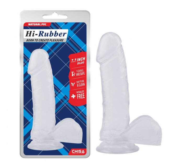 Фаллоимитатор с яичками Chisa Hi-Rubber Inch Dildo на присоске, прозрачный