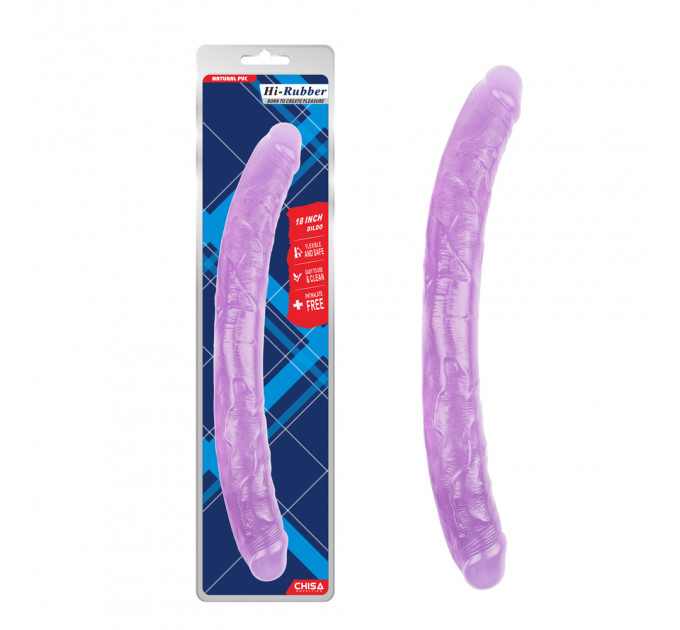 Фаллоимитатор двухсторонний фиолетовый Chisa Hi-Rubber 46 см *4,7 см