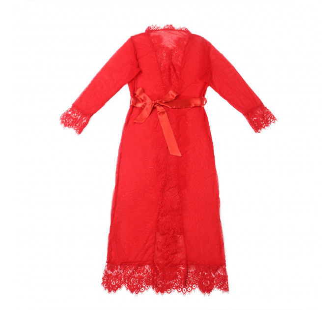 Халатик Star Night с поясом и кружевом, красный, XS-S