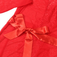 Халатик Star Night з поясом та мереживом, червоний, XS-S
