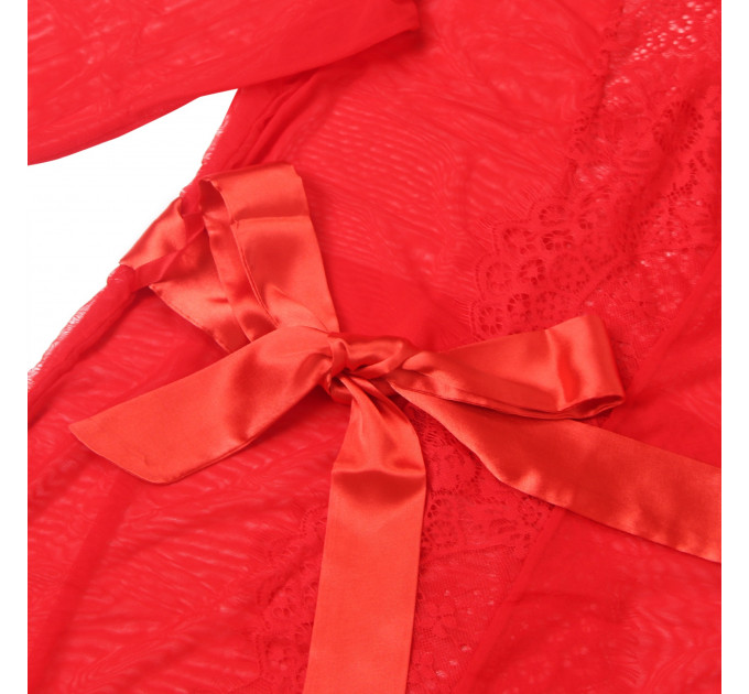 Халатик Star Night с поясом и кружевом, красный, XS-S