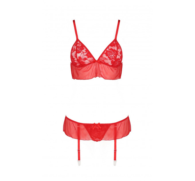 Комплект белья с поясом для чулок FABIANA SET red S/M - Passion