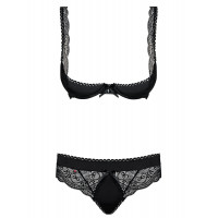Комплект Obsessive MIAMOR SET S/M черная открыт,грудь