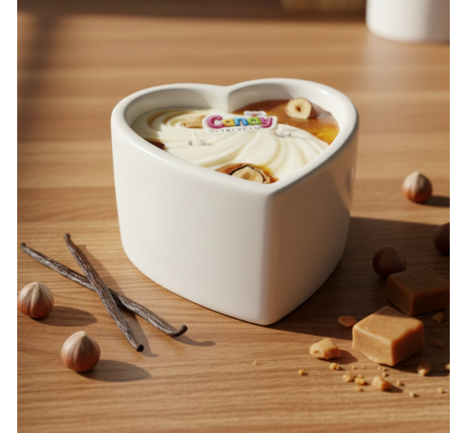 Масажна свічка з ароматом горіхового крему Candy Nut Cream у формі серця, 70 мл