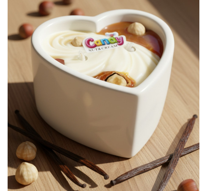 Масажна свічка з ароматом горіхового крему Candy Nut Cream у формі серця, 70 мл