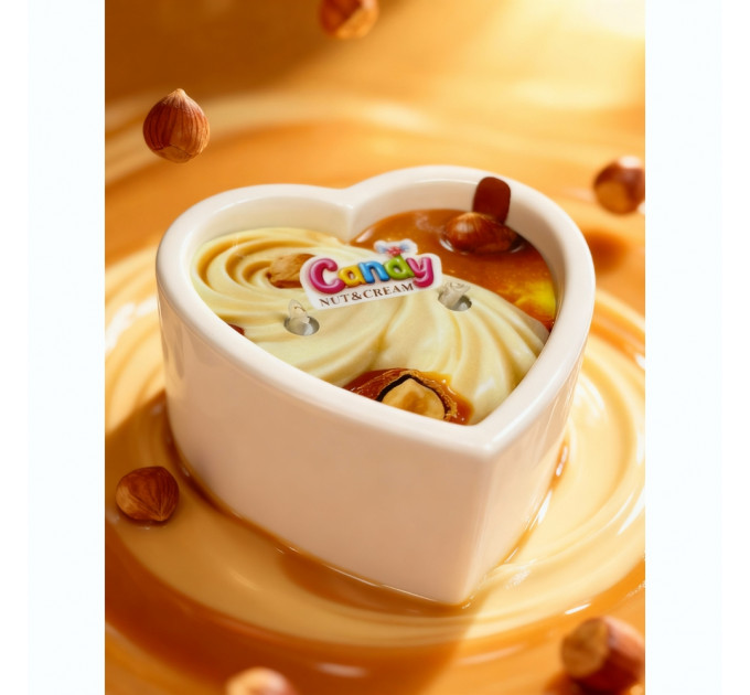 Масажна свічка з ароматом горіхового крему Candy Nut Cream у формі серця, 70 мл