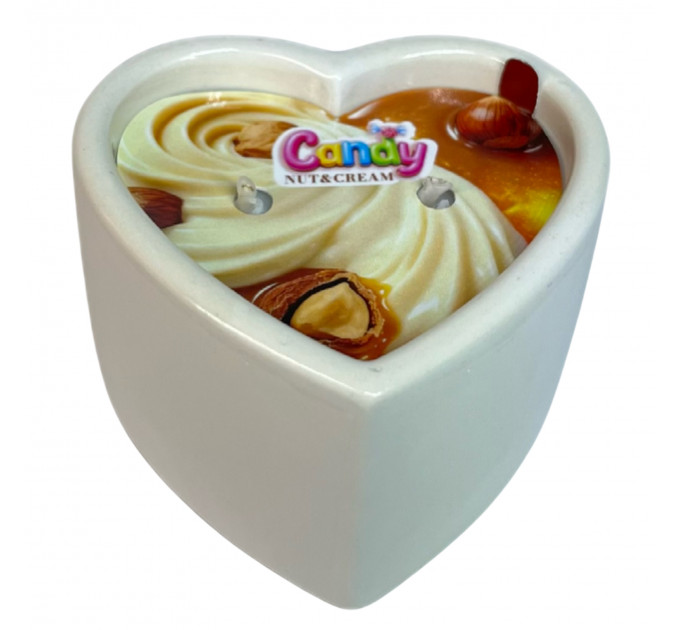 Масажна свічка з ароматом горіхового крему Candy Nut Cream у формі серця, 70 мл