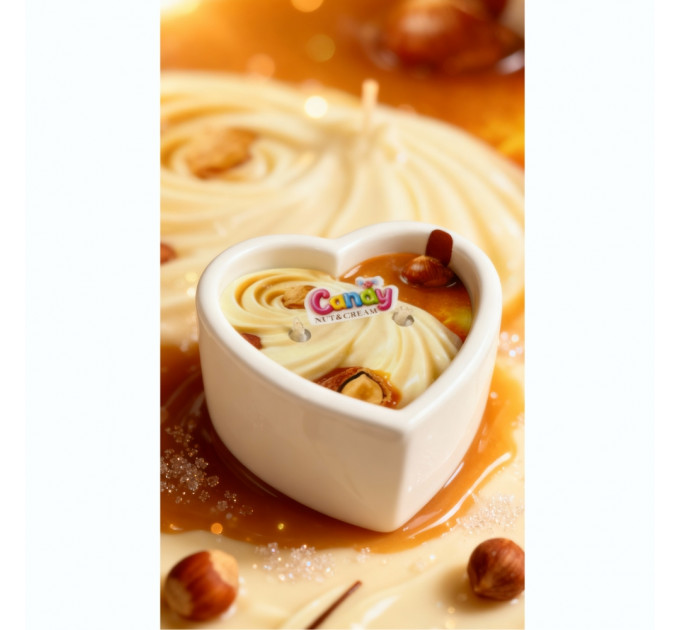 Масажна свічка з ароматом горіхового крему Candy Nut Cream у формі серця, 70 мл