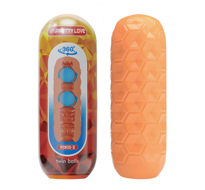 Мастурбатор Pretty Love Venus-X Orange з кульками для стимуляції, 18 х 6.5 см