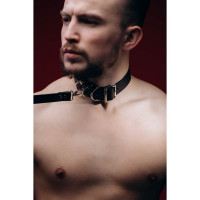 Нашийник з повідцем Candy Hero M-Ch1.1 натуральна шкіра, чоловічий, чорний