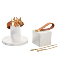 Ошейник с поводком на металлической цепочке Lockink, коричневый