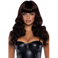 Перука хвиляста з чубчиком Leg Avenue брюнетка, 60 см