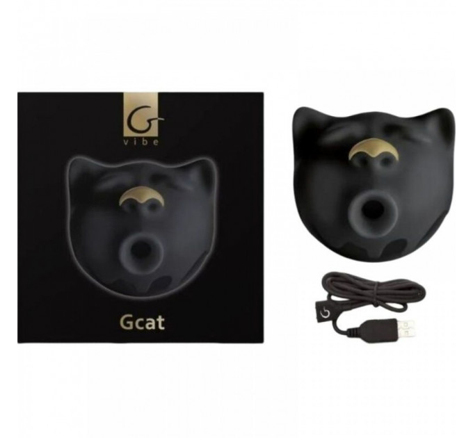 Вакуумный стимулятор клитора в форме кота Gcat Gvibe, силиконовый, черный