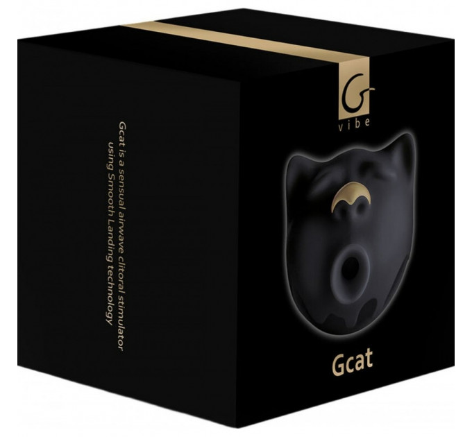 Вакуумный стимулятор клитора в форме кота Gcat Gvibe, силиконовый, черный