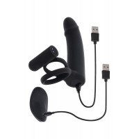 Вибратор с кольцами и вибропулей Gender X с пультом, черный, 14.6 х 3.8 см