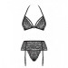 Комплект с поясом для чулок Obsessive 838-SEG-1 3 pcs set black S/M