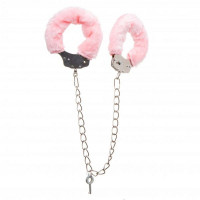 Поножи металлические с мехом DS Fetish Metal, Pink