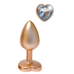 Алюминиевая анальная пробка золотистая Dream Toys Gleaming Love с декоративным белым камнем, S