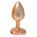 Алюминиевая анальная пробка золотистая Dream Toys Gleaming Love с декоративным белым камнем, S
